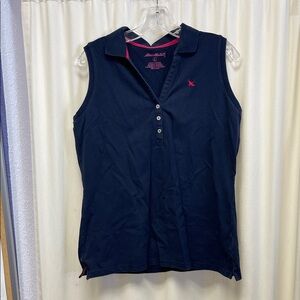 Eddie Bauer Dark Blue Sleeveless Polo Top Large Tall